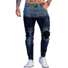 Calça Masculina Biker Destroyed Super Skinny Pronta Entrega