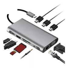 Adaptador Hub Tipo C Hdmi Vga Ethernet Sd Usb Laptop Macbook