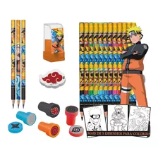 Kit Material Escolar Completo Naruto Masculino Universitário