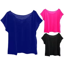 Kit 3 Blusas Blusinhas T-shirt Camisetas Feminina Plus Size 