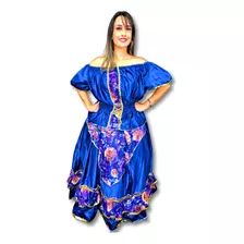 Roupa Cigana Azul Conjunto Umbanda E Candomblé Roda Luxo