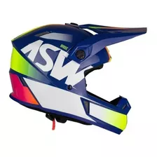 Capacete Asw Bridge Azul Branco Motocross Trilha 2022