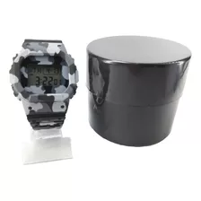 Relógio Masculino Camuflado Preto Cinza Exército C/ Caixa