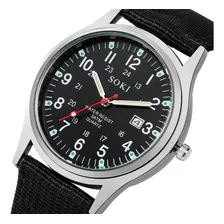 Relógio Masculino Esportivo Militar Soki Pulseira Preto