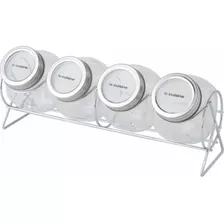 Conjunto De Porta Condimentos 180ml 4 Peças - La Cuisine Cor Prateado/transparente