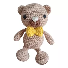 Ursinho Com Laço Amarelo Em Amigurumi - Crochê