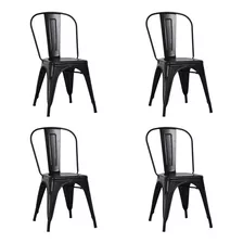 Set De 4 Sillas De Metal Diseño Tolix Empoli Negra Color De La Estructura De La Silla Negro Color Del Asiento Negro