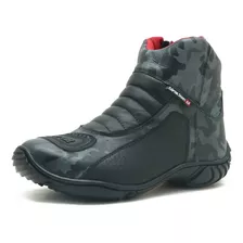 Bota Masculina Motociclista Couro Zíper Palmilha Gel 305