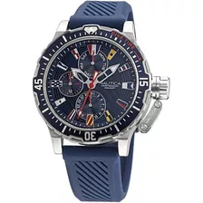 Reloj Náutica Napglf008 Hombre Silicona 100% Original Color De La Correa Azul Color Del Fondo Azul