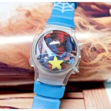 Reloj Infantil Hombre Araña Con Luz Y Tapa Niño Spiderman