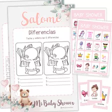 Juegos Baby Shower Niña Oso Osito Personalizados Imprimible