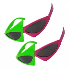 L 2 Gafas De Sol Asimétricas 80s Fiesta Rosa Y Verde Hip Hop