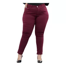 Calça Feminina Jeans Colorida Moda Grande Com Lycra 46 Ao 60