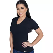 Blusa Malha Básica Viscose Canelado Confortável Baby Look