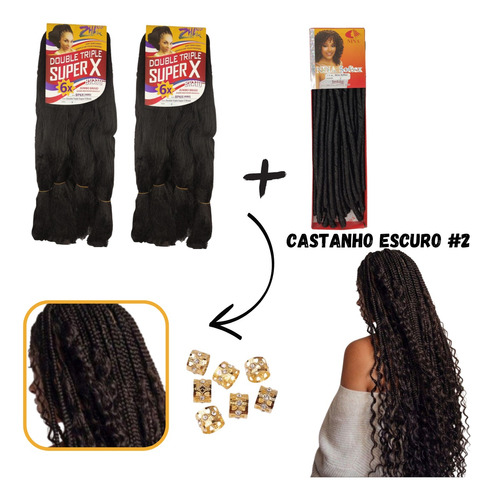 Kit 1 Nina Softex E 2 Jumbos Box Braids Tranças+cachos+anéis