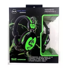 Audífono Con Micrófono Gamer Dragon Rojo S2 De Halion Color Verde