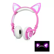 Headphone Orelha De Gato Rosa Com Led Hfc22