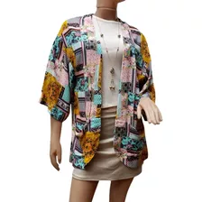 Kimono Estampado Mujer Saco Spolverino Grande Verano