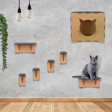 Playground Para Gato 7 Pcs Em Mdf Parede - Envio Rápido 