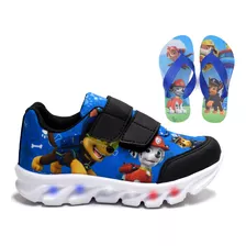 Tenis De Led Masculino De Velcro Patrulha Canina + Chinelo