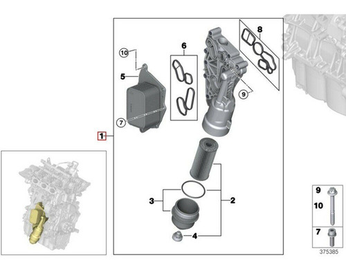 Base Filtro De Aceite Mini Cooper 2014-2019 1.5l L3 2.0l L4 Foto 3