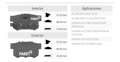 Balata Trasera Honda Crv Accord Acura Rdx 07-16 Foto 5