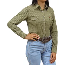 Camisa Feminina Manga Longa Xadrez Amarela Os Vaqueiros 3354