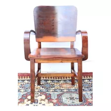 Cadeira De Escritório Art Decó Com Braços Madeira Imbúia