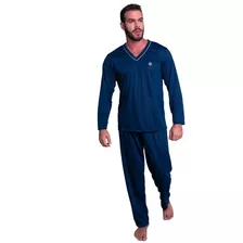 Pijama Longo Adulto Masculino Blusa Manga Comprida E Calça