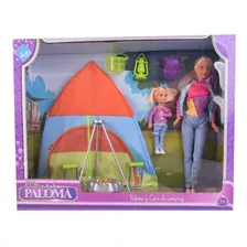 Muñeca Paloma Y Caro De Camping En Carpa Con Accesorios