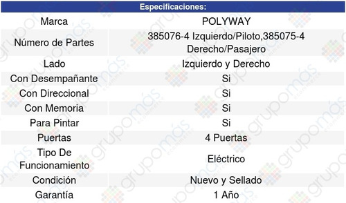 Par Espejos Buick Enclave 08/12 Polyway Foto 3