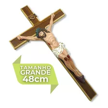 Crucifixo Grande Para Parede De Igreja Cruz Em Madeira 48cm Cor Artesanal