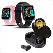 Relógio Smartwatch D20 Masculino Feminino + Fone De Ouvido 