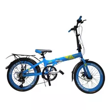 Bicicleta Plegable Sbk Celeste. Cuadro De Aluminio 6 Velocidades Shimano Revoshift Y Shimano Tourney Plegable En Cuadro Y Manubrio. Con Porta Equipaje Guardabarros Y Reflectores. Pedales Pleg