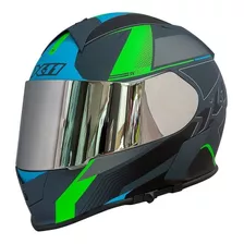 Capacete X11 Revo Pro Flagger Verde Azul Fosco Óculos Solar