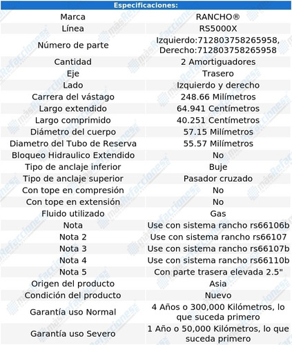 Par Amortiguadores Traseros Gas Rs5000x Wrangler 07-17 Foto 3