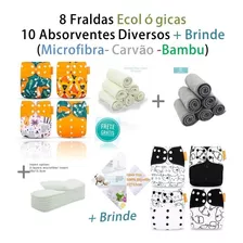  Kit 8 Fralda Ecológica De Pano Happy Flute + 10 Absorventes