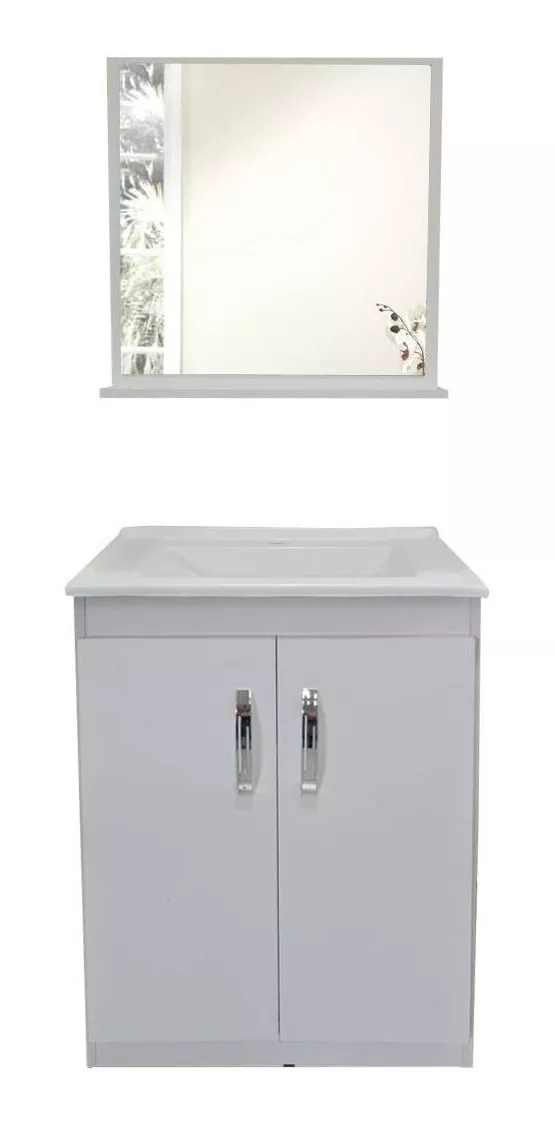 Mueble Para Baño Delta Piria De 60cm De Ancho, 82cm De Alto Y 38cm De Profundidad Con Bacha Y Mueble Color Blanco