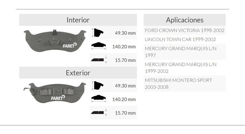 Balata Trasera De Disco Ford Crown Victoria 98-02 Foto 5