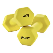 Juego De 2 Mancuernas De 4 Kg Grit De Neopreno, 8.8 Lb Color Amarillo