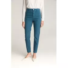 Jean Slim De Gabardina Azul Mujer Portsaid