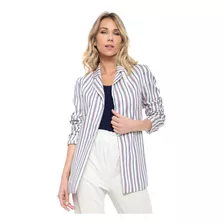 Blazer Lez A Lez Listrado Off-white/azul