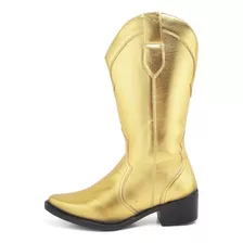 Bota Feminina Cano Alto Country Prata Metalizado Dubuy