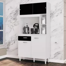 Cozinha Compacta Duda 4 Portas 1 Gaveta Branco/preto