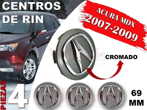 Kit De Centros De Rin Acura Mdx 2007-2009 69 Mm Gris Oscuro Foto 2