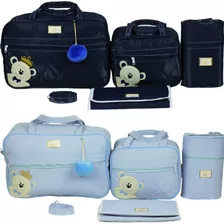 Kit Bolsas De Bebê Mala De Maternidade/marinho Perola+brinde