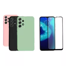 Capa Capinha Case Silicone Para A73 5g + Película Vidro 3d