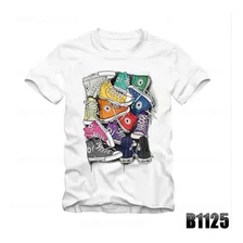 Camiseta Ou Baby Look Branca Tenis Colorido Ref 1125