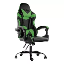 Silla De Escritorio Lumax Rom-sa Zgs-955-sa Gamer Ergonómica Negra Y Verde Con Tapizado De Cuero Sintético