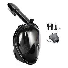 Máscara Mergulho Snorkel Adulto Grande Suporte Gopro Preto